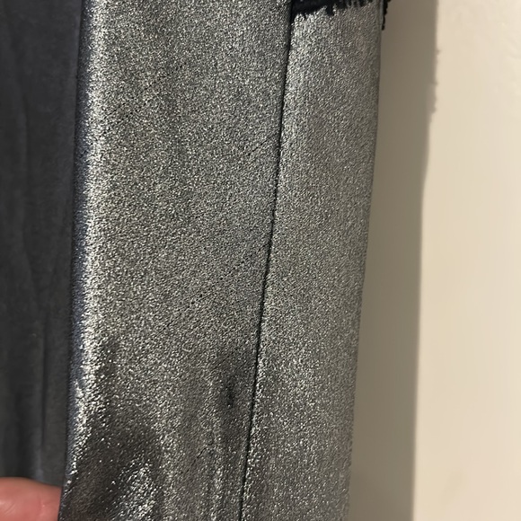 ALLSAINTS Ophelia Metallic Lace Trim Maxi Slip Dress Silver Black size 6 - Picture 5 of 8